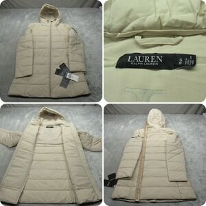 Ralph Lauren Down Jacket Womens Small Cream Packable‎ Lightweight Stretch NWD